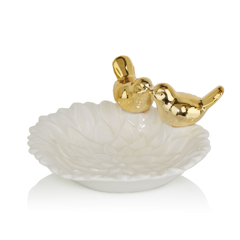 Блюдо Decorative Dish Birds Kiss Белый Глянцевое золото Блюдо Decorative Dish Birds Kiss Белый Глянцевое золото в Кирове | Loft Concept
