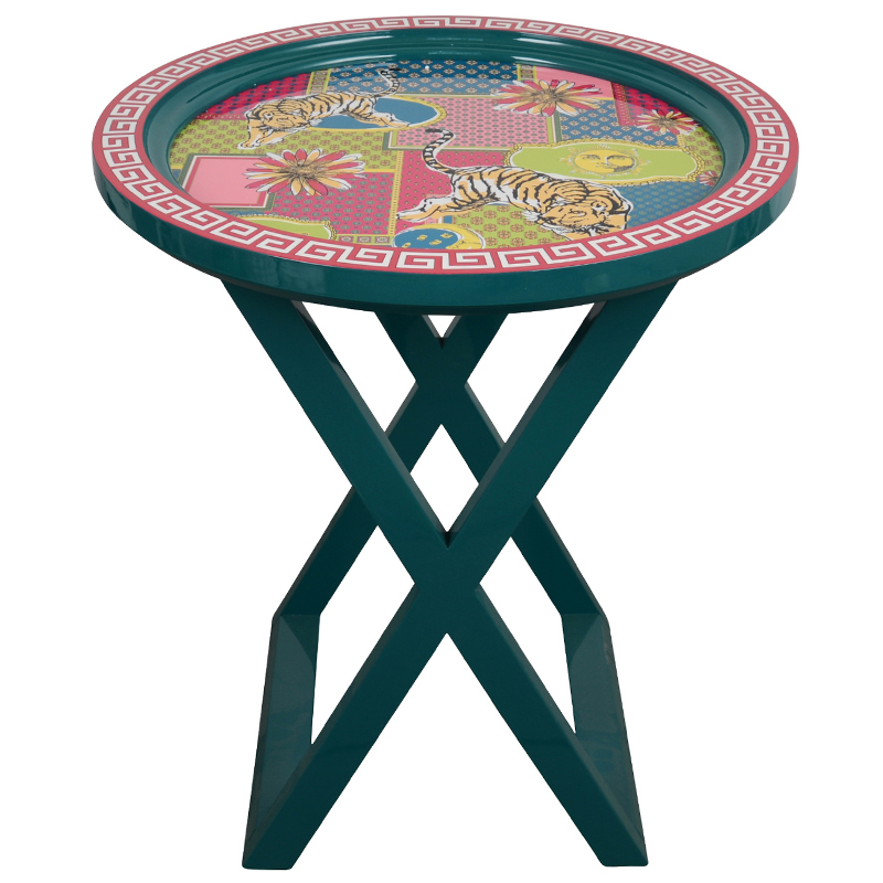 Приставной стол Tigers Painted Round Countertop Side Table Изумрудный Мульти Приставной стол Tigers Painted Round Countertop Side Table Изумрудный Мульти в Кирове | Loft Concept