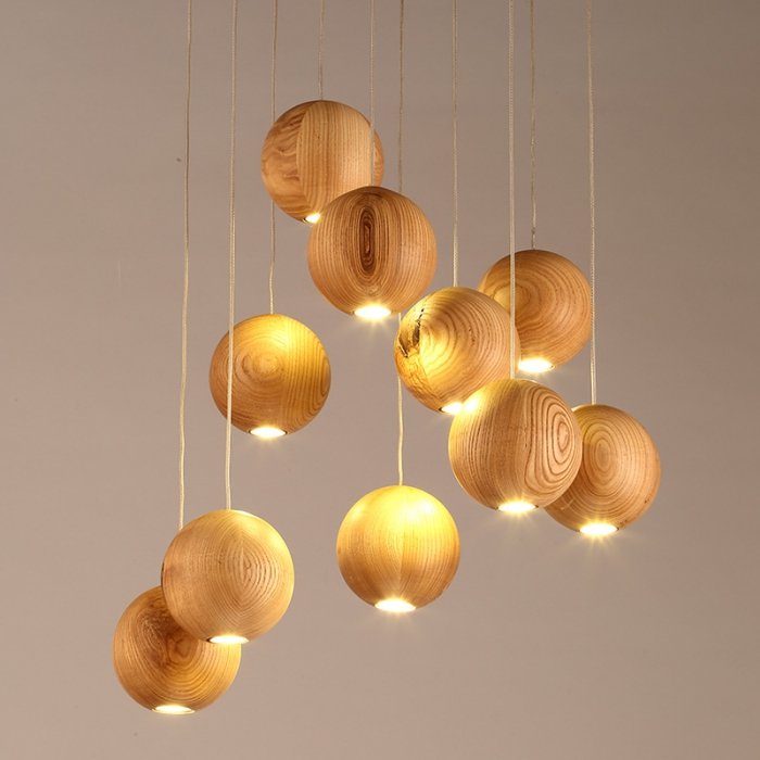 Подвесной светильник Lofter Wooden Sphere Белый дуб Подвесной светильник Lofter Wooden Sphere Белый дуб в Кирове | Loft Concept