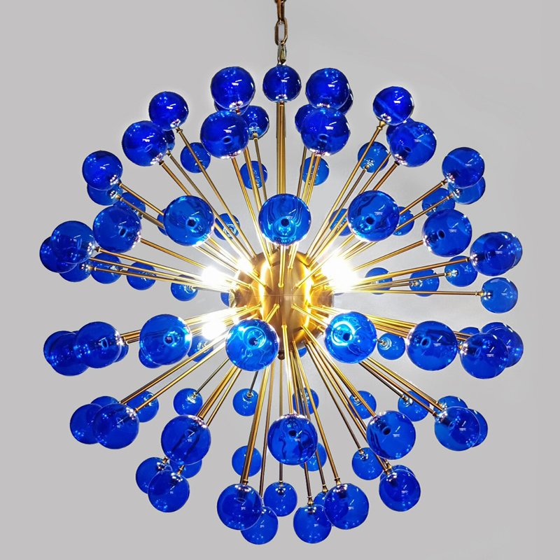Люстра BLUE MURANO SPUTNIK DV5513 Латунь Синий Люстра BLUE MURANO SPUTNIK DV5513 Латунь Синий в Кирове | Loft Concept