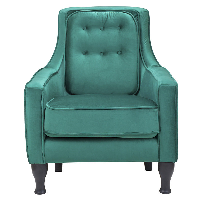 Кресло с мягкой обивкой из велюра на 4-х ножках из массива березы Scarlett Armchair green Изумрудный Черный Кресло с мягкой обивкой из велюра на 4-х ножках из массива березы Scarlett Armchair green Изумрудный Черный в Кирове | Loft Concept