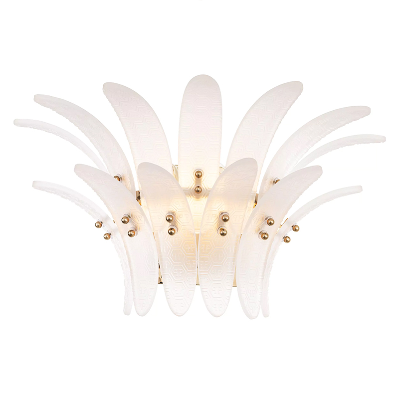 Бра Philipp Plein Wall Lamp Bel Air Белый Белое матовое стекло Никель в Кирове | Loft Concept 