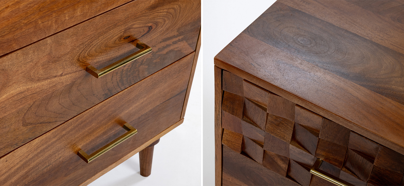 Высокая тумба из массива с выдвижными ящиками Yesenka - фото