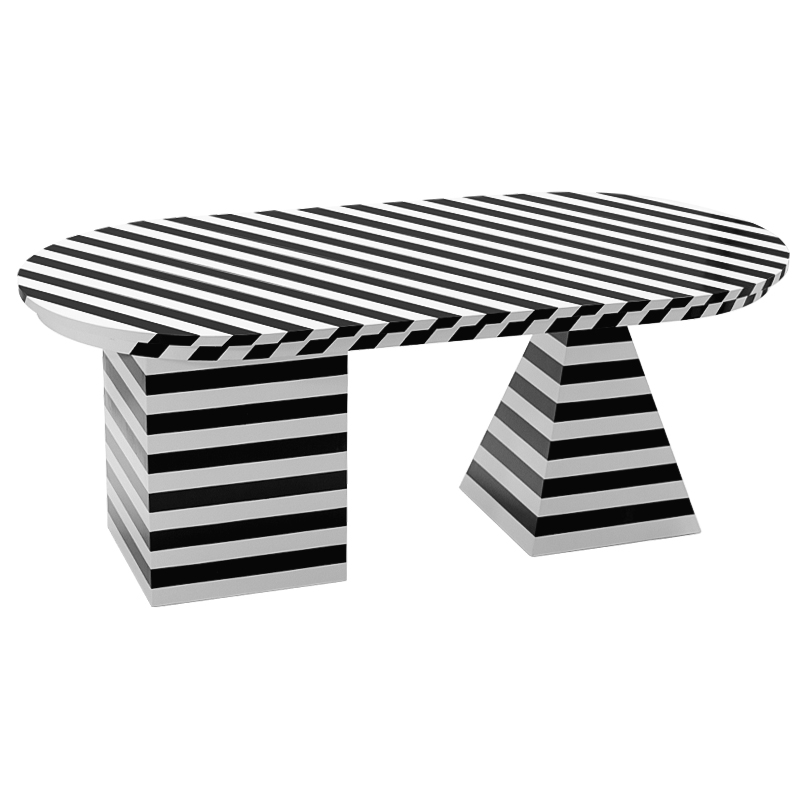 Обеденный стол Dining Table Striped Geometry Черно-белый Обеденный стол Dining Table Striped Geometry Черно-белый в Кирове | Loft Concept