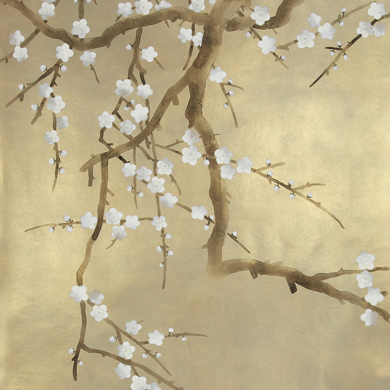 Обои ручная роспись Plum Blossom Colourway SC-231 on Krugerrand gilded paper Обои ручная роспись Plum Blossom Colourway SC-231 on Krugerrand gilded paper в Кирове | Loft Concept