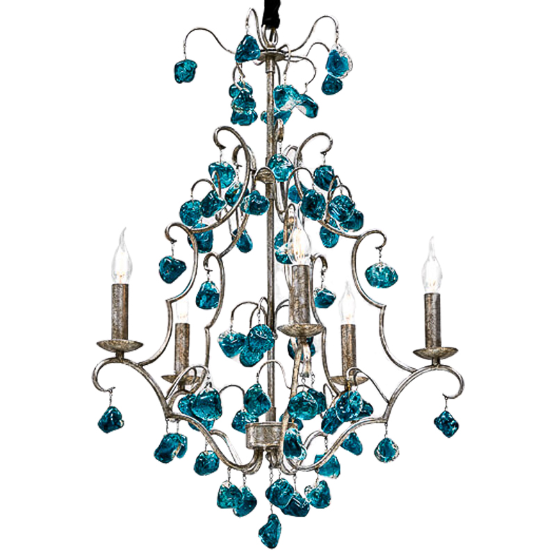 Люстра Crystal Blue Cupertino Chandelier 55 Морская синь Серебро винтаж Люстра Crystal Blue Cupertino Chandelier 55 Морская синь Серебро винтаж в Кирове | Loft Concept
