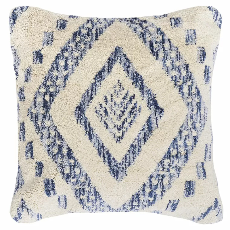 Чехол на подушку с узором в этно-стиле Blue Ikat Синий Бежевый Чехол на подушку с узором в этно-стиле Blue Ikat Синий Бежевый в Кирове | Loft Concept
