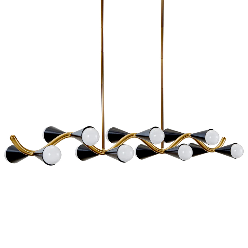 Линейная люстра Jonathan Adler CARACAS WAVE CHANDELIER Латунь Черный Линейная люстра Jonathan Adler CARACAS WAVE CHANDELIER Латунь Черный в Кирове | Loft Concept