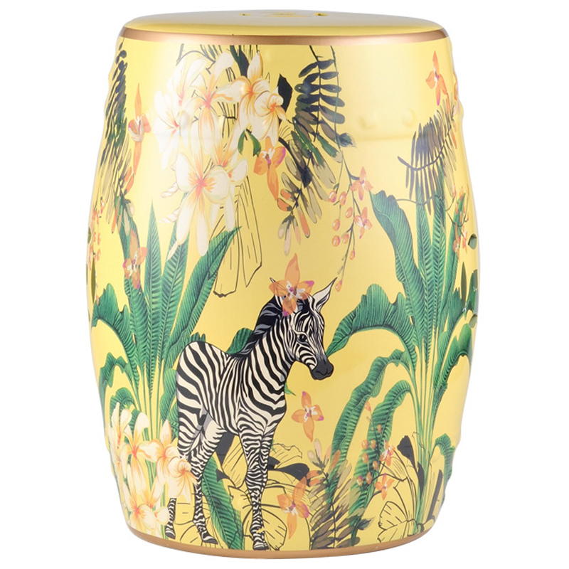 Керамический табурет Zebra Tropical Animal Ceramic Stool Yellow Желтый Черно-белый Зеленый Керамический табурет Zebra Tropical Animal Ceramic Stool Yellow Желтый Черно-белый Зеленый в Кирове | Loft Concept