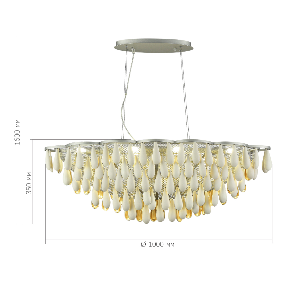 Люстра с подвесками в форме капель на серебристом каркасе Raindrop в Кирове