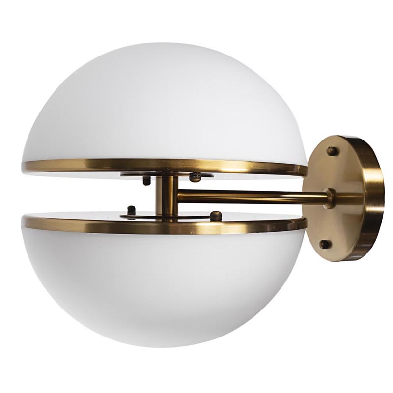 Бра Sphere Sconce Белое матовое стекло Латунь Бра Sphere Sconce Белое матовое стекло Латунь в Кирове | Loft Concept