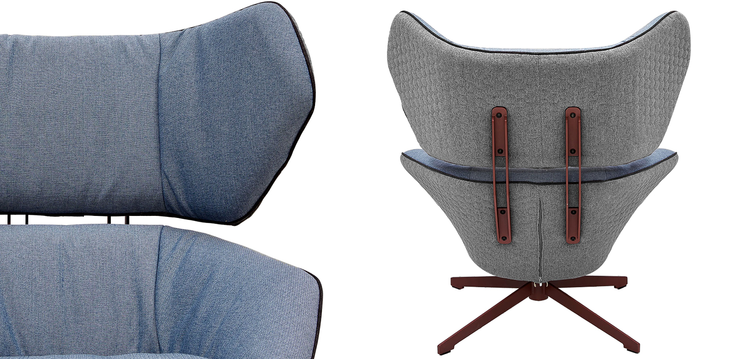 Вращающееся кресло с двухцветной обивкой Wilder Armchair голубой и серый - фото №1