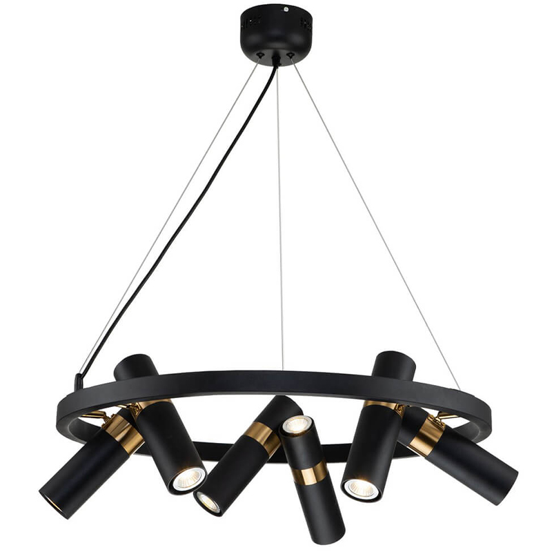 Люстра Rickon Chandelier Spot 12 Черный Золотой Люстра Rickon Chandelier Spot 12 Черный Золотой в Кирове | Loft Concept
