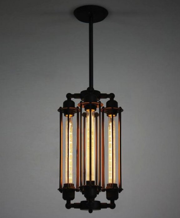 Подвесной светильник Loft Industrial Edison Cage Vertical Quatro Черный Подвесной светильник Loft Industrial Edison Cage Vertical Quatro Черный в Кирове | Loft Concept