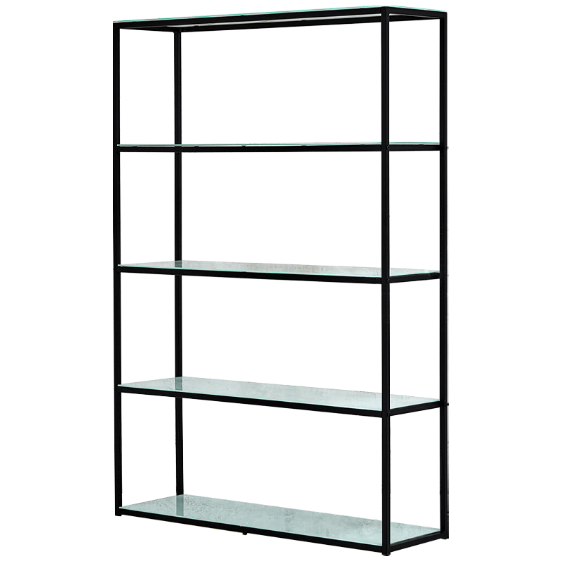 Стеллаж металлический со стеклянными полками Hebert Marble Glass Rack Черный Белый Стеллаж металлический со стеклянными полками Hebert Marble Glass Rack Черный Белый в Кирове | Loft Concept