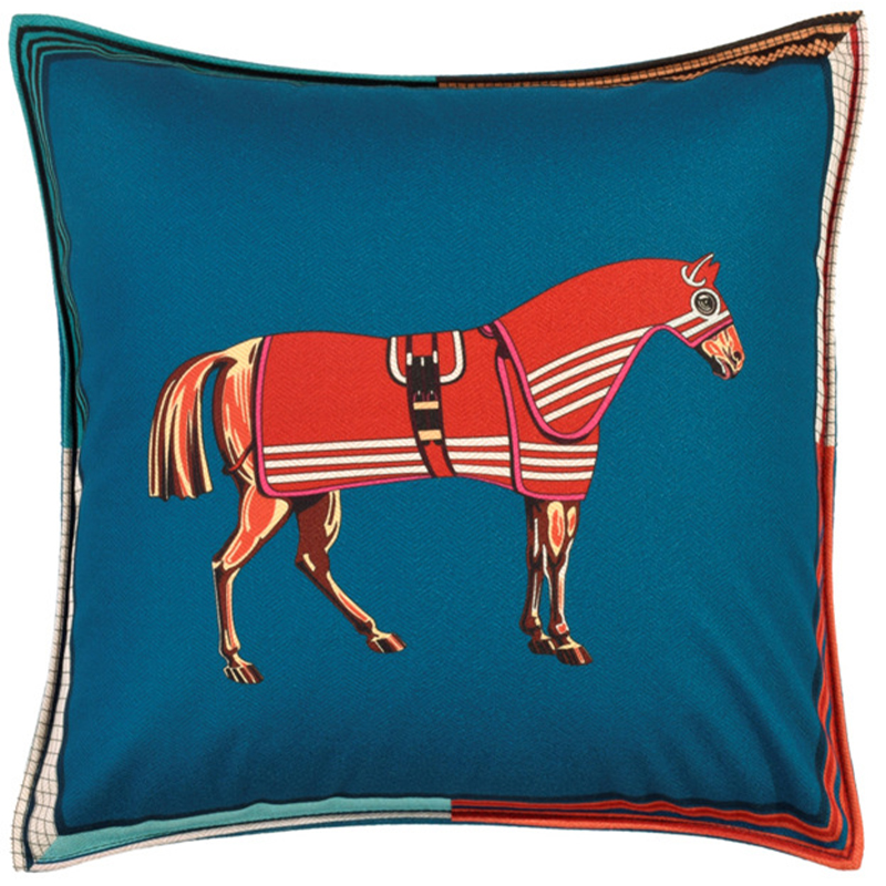 Декоративная подушка Hermes Horse 41 Синий Красный Мульти Декоративная подушка Hermes Horse 41 Синий Красный Мульти в Кирове | Loft Concept