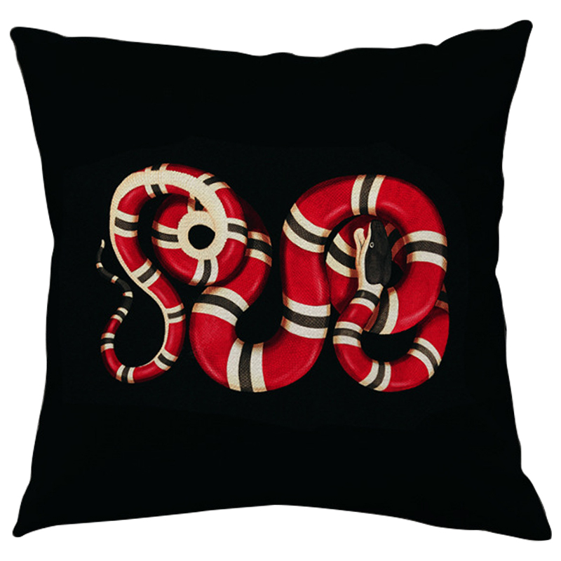 Декоративная подушка Стиль Gucci Micrurus Snake Black Черный Красный Бежевый Декоративная подушка Стиль Gucci Micrurus Snake Black Черный Красный Бежевый в Кирове | Loft Concept