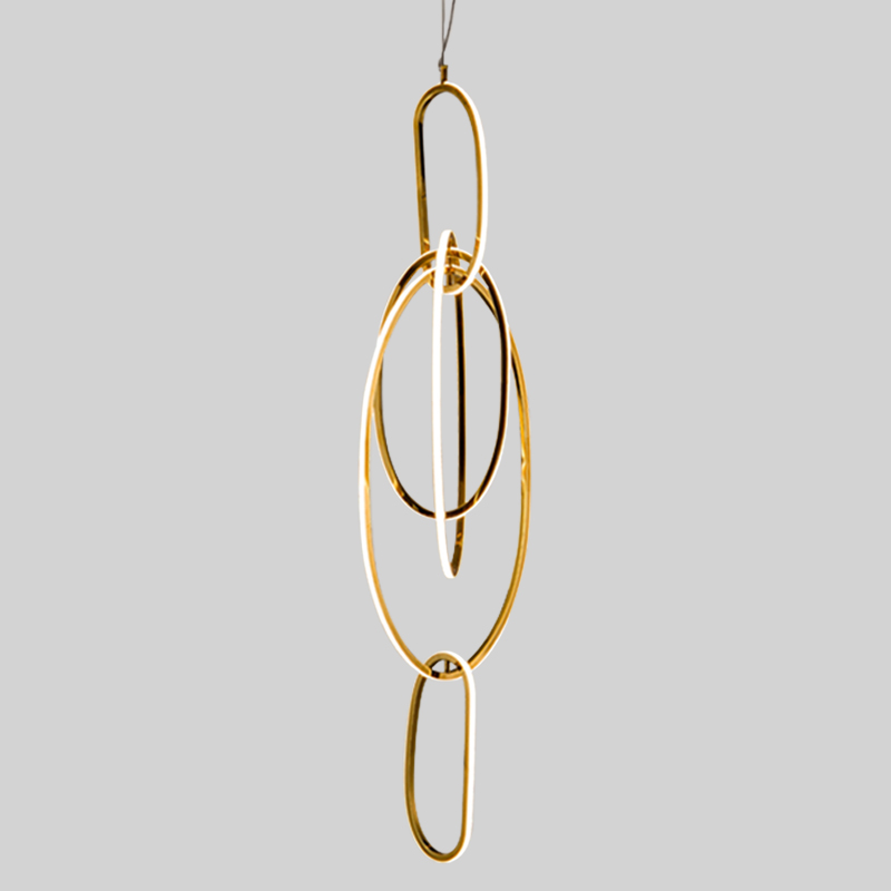 Люстра Vertical Gold Oval Rings Chandelier Золотой Люстра Vertical Gold Oval Rings Chandelier Золотой в Кирове | Loft Concept