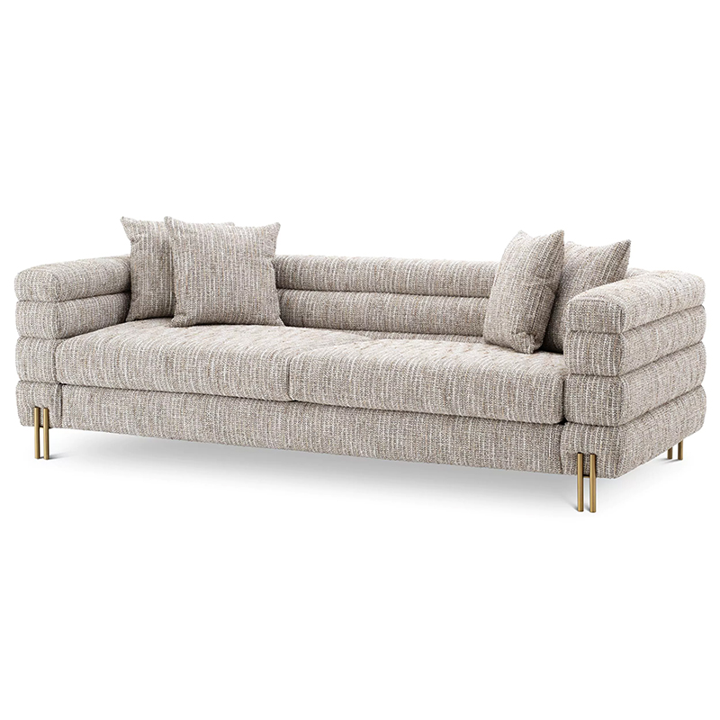 Диван Eichholtz Sofa York Бежево-серый Латунь Бежево-серый Матовая латунь Диван Eichholtz Sofa York Бежево-серый Латунь Бежево-серый Матовая латунь в Кирове | Loft Concept