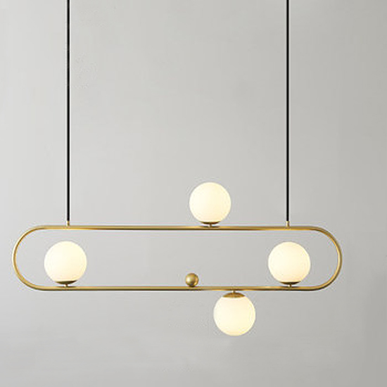Люстра Horizontal Balls Balance Brass 4 Латунь Белый в Кирове | Loft Concept 
