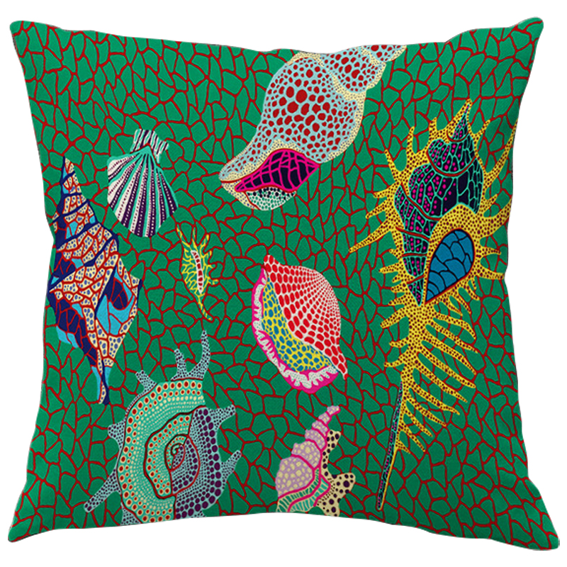 Декоративная подушка Yayoi Kusama Shell Green Зеленый Мульти Декоративная подушка Yayoi Kusama Shell Green Зеленый Мульти в Кирове | Loft Concept