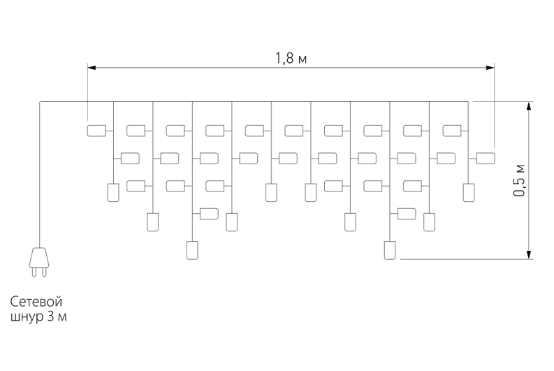 Гирлянда Бахрома с Цветными светодиодами в Кирове