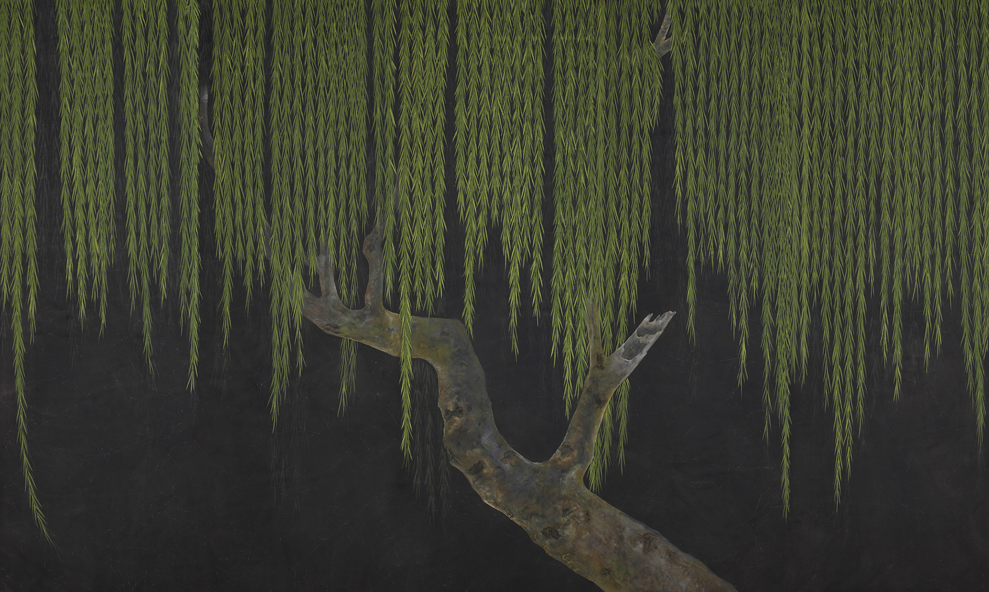 Обои ручная роспись Willow Original colourway on Edo Night painted silk Обои ручная роспись Willow Original colourway on Edo Night painted silk - постер Loft-Concept в Кирове
