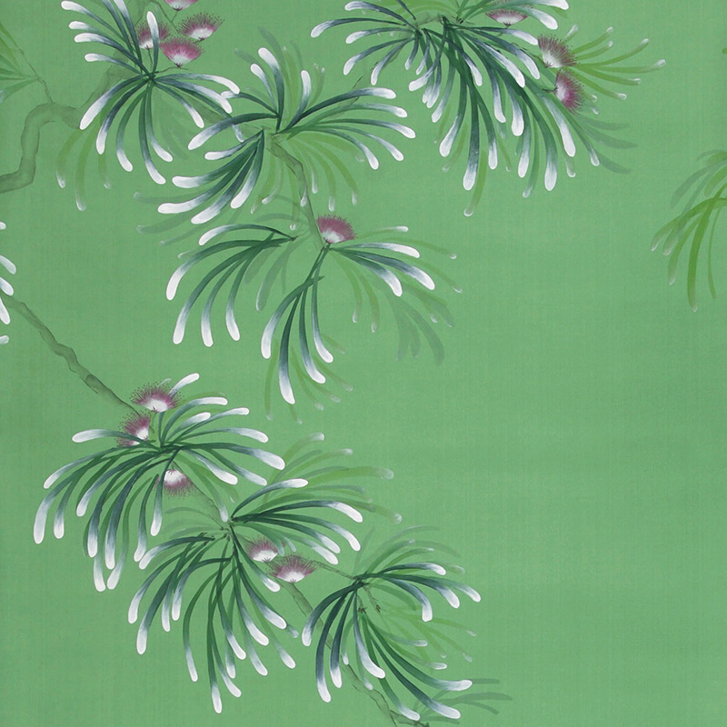 Обои ручная роспись Silk Tree Colourway SC-92 on Emerald Green dyed silk Обои ручная роспись Silk Tree Colourway SC-92 on Emerald Green dyed silk в Кирове | Loft Concept