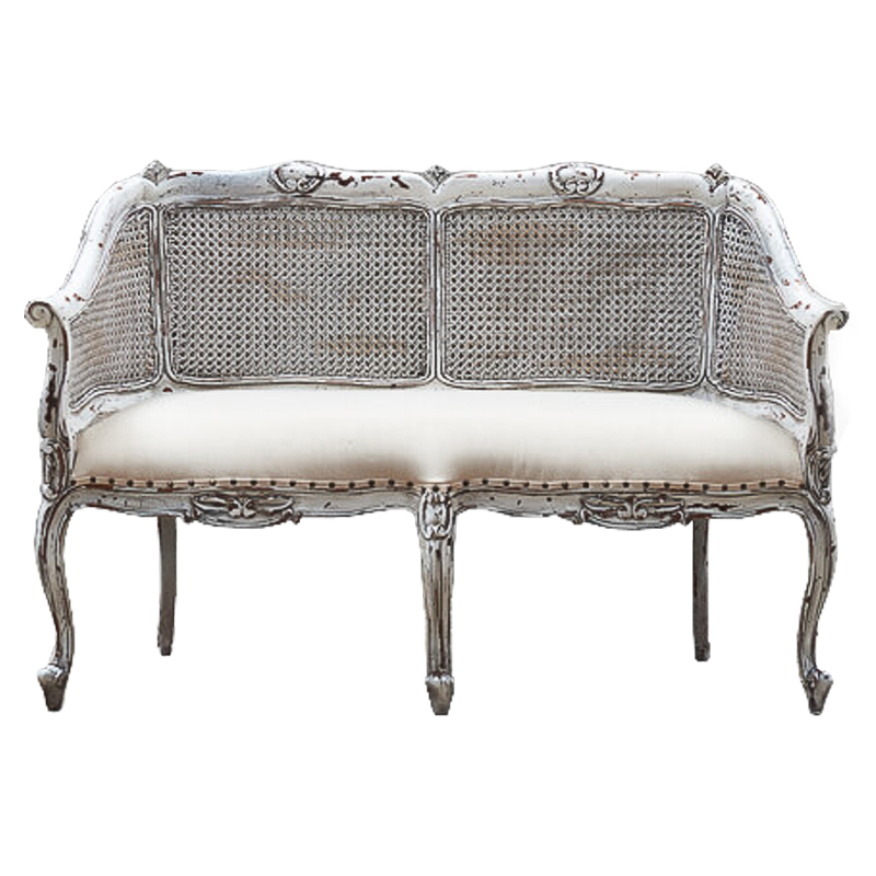 Диван Maria Antoinette Wicker Sofa Бежевый Белый винтажная патина Диван Maria Antoinette Wicker Sofa Бежевый Белый винтажная патина в Кирове | Loft Concept