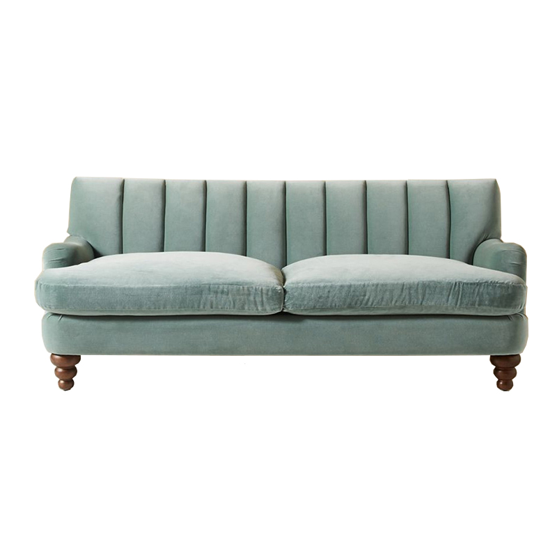Диван Greville Sofa Голубой пастельный Коричневый Диван Greville Sofa Голубой пастельный Коричневый в Кирове | Loft Concept