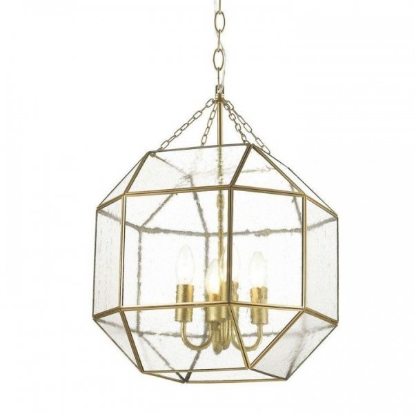 Подвесной светильник Glass & Metal Cage Pendant Gold 4 Глянцевое золото в Кирове | Loft Concept 