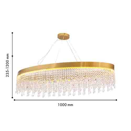 Люстра подвесная овальная с хрустальными подвесками Crystal Art  в Кирове