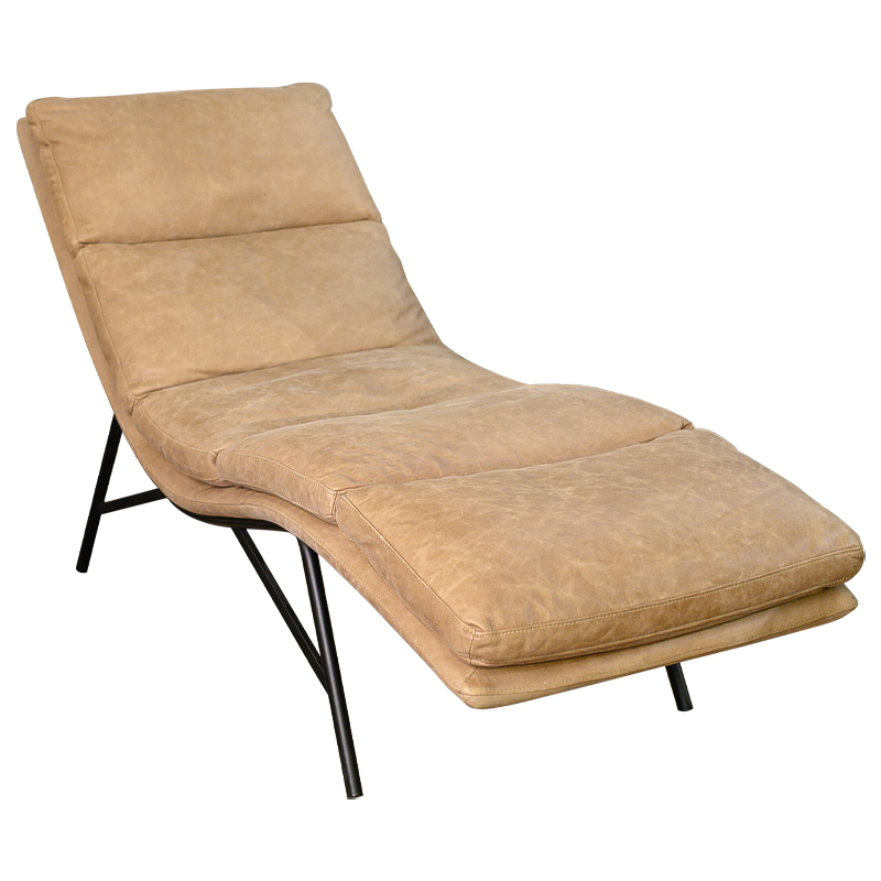Кушетка Aimeric Leather Chaise Longue Бежевый Черный Кушетка Aimeric Leather Chaise Longue Бежевый Черный в Кирове | Loft Concept