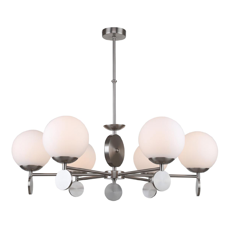 Люстра Kyran Nickel Chandelier 6 Никель Белый Люстра Kyran Nickel Chandelier 6 Никель Белый в Кирове | Loft Concept