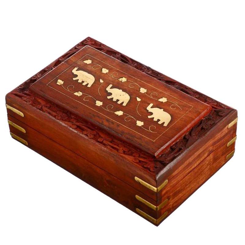 Шкатулка Three Elephants Indian Inlay Box Коричневый Латунь Шкатулка Three Elephants Indian Inlay Box Коричневый Латунь в Кирове | Loft Concept