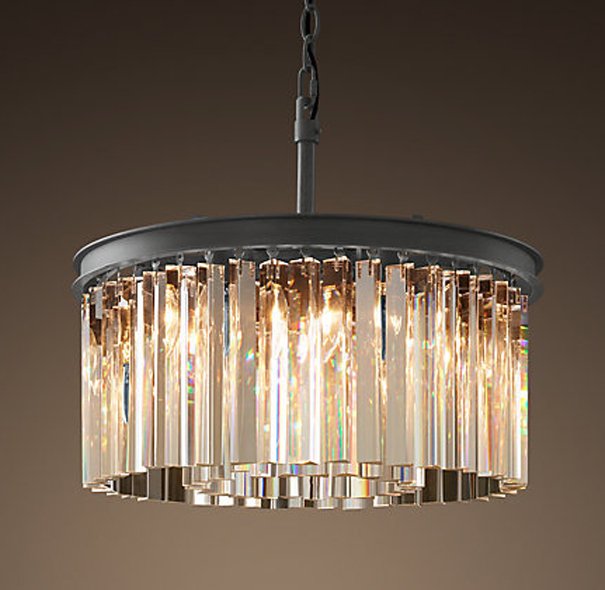 Люстра RH Rhys Clear Glass Prism Round Chandelier 40 Черный Люстра RH Rhys Clear Glass Prism Round Chandelier 40 Черный в Кирове | Loft Concept