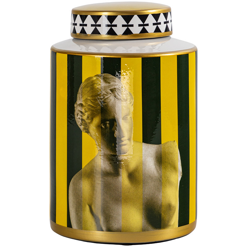 Ваза с крышкой Venus Yellow Black Vase Золотой Желтый Черный Черно-белый Ваза с крышкой Venus Yellow Black Vase Золотой Желтый Черный Черно-белый в Кирове | Loft Concept