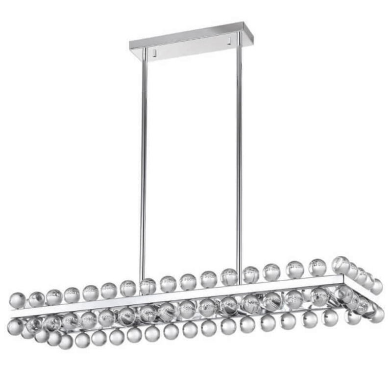 Sacramento Transparent Balls Rectangle Chandelier Хром Прозрачный в Кирове | Loft Concept 