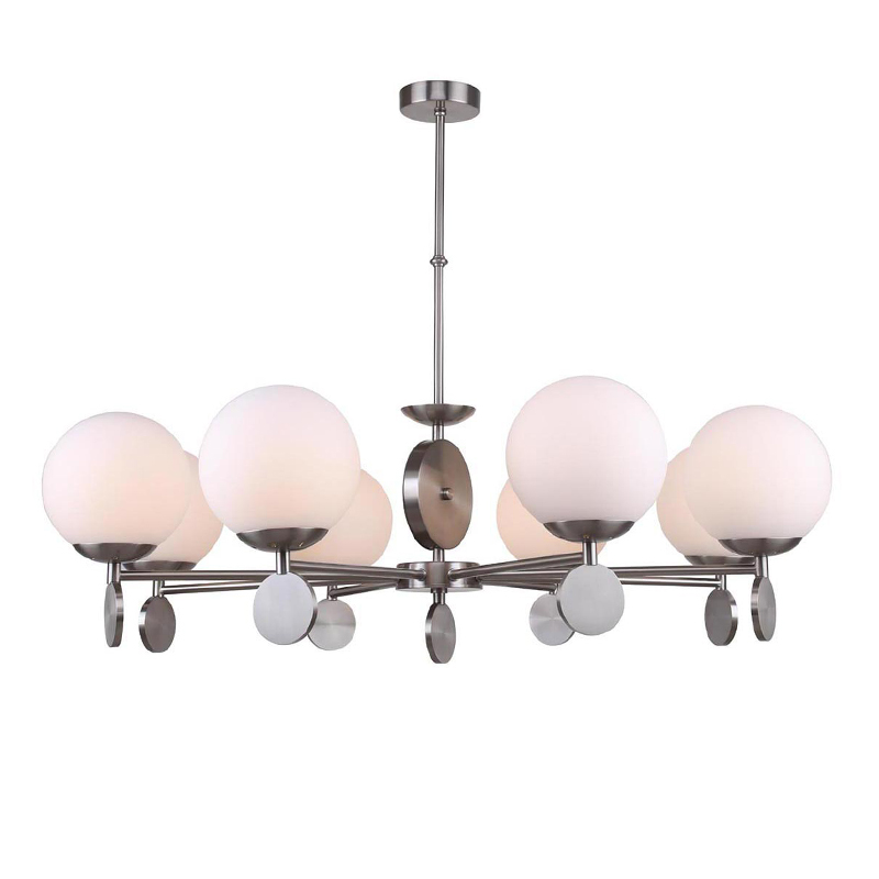 Люстра Kyran Nickel Chandelier 8 Никель Белый Люстра Kyran Nickel Chandelier 8 Никель Белый в Кирове | Loft Concept