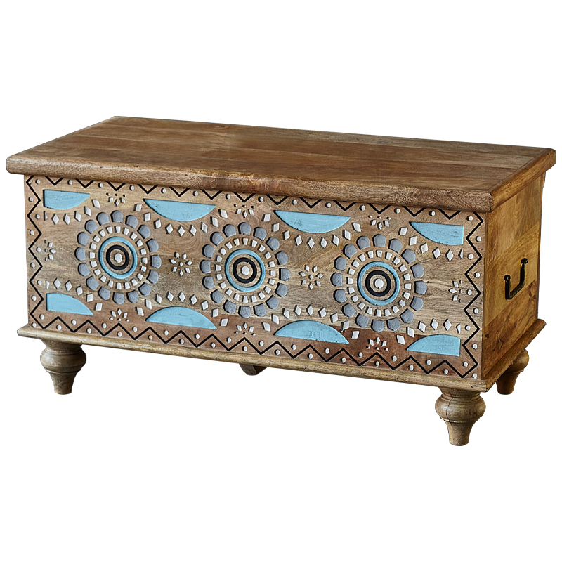 Сундук резной Mitra Carved Wood Chest Голубой Коричневый Белый Сундук резной Mitra Carved Wood Chest Голубой Коричневый Белый в Кирове | Loft Concept