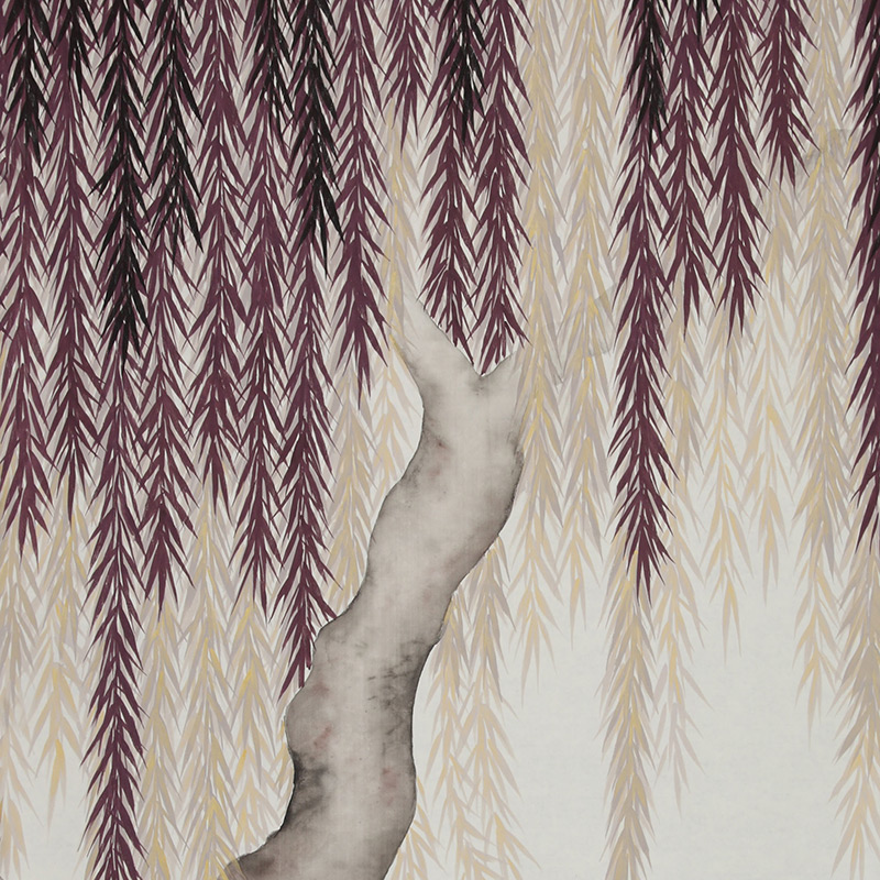 Обои ручная роспись Willow Boysenberry on Bleached White dyed silk Обои ручная роспись Willow Boysenberry on Bleached White dyed silk в Кирове | Loft Concept