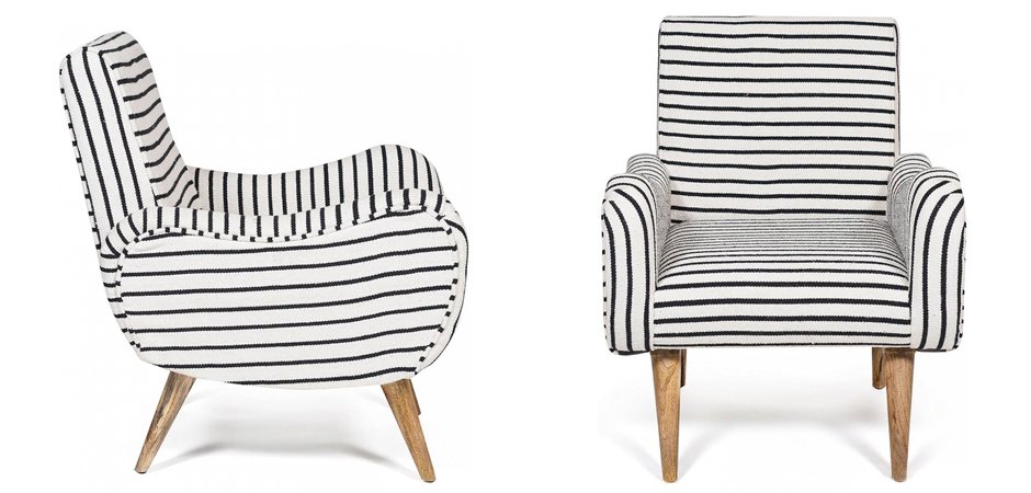 Кресло с подлокотниками Black and White Stripes Кресло с подлокотниками Black and White Stripes - Loft-Concept в Кирове