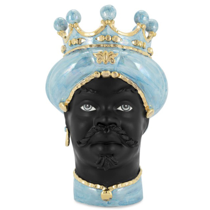 Ваза VASE MORO MAN MED. MOP blue Черный Светло-голубой Золотой Ваза VASE MORO MAN MED. MOP blue Черный Светло-голубой Золотой в Кирове | Loft Concept
