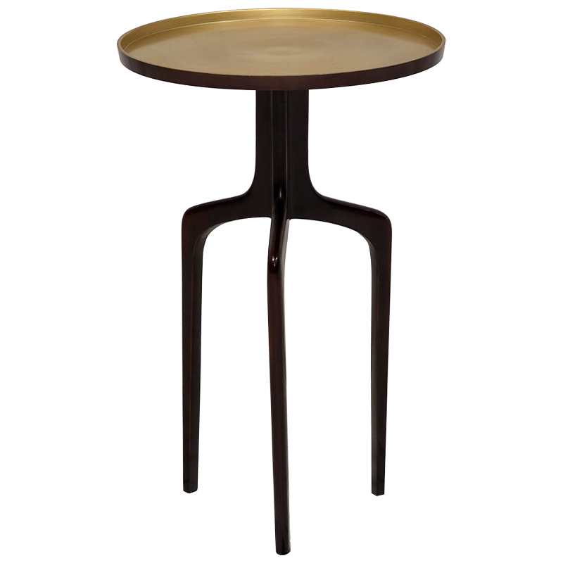 Приставной столик на трёх ножках Jose Tripod Coffee Table Коричневый Золотой Приставной столик на трёх ножках Jose Tripod Coffee Table Коричневый Золотой в Кирове | Loft Concept