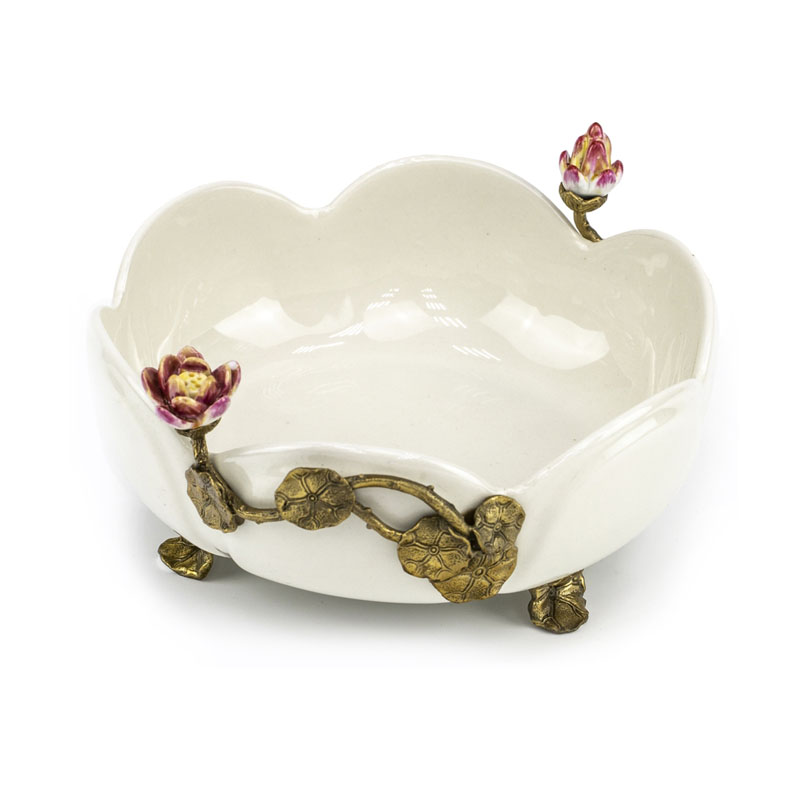 Блюдо Dish White Flower Бронза Белый Блюдо Dish White Flower Бронза Белый в Кирове | Loft Concept