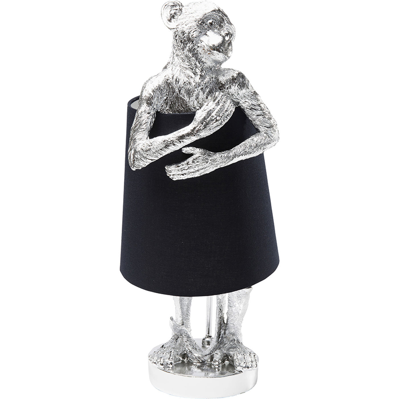 Настольная лампа Silver Monkey Hugging Lampshade Серебряный Черный Настольная лампа Silver Monkey Hugging Lampshade Серебряный Черный в Кирове | Loft Concept