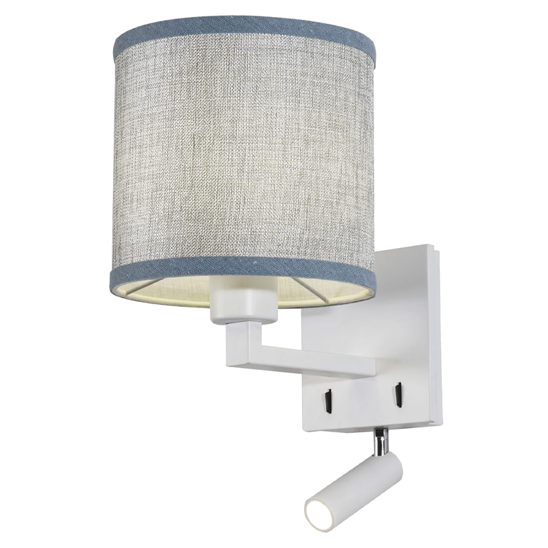 Бра с абажуром и поворотным спотом Trumpet Lamp White Серый Белый Бра с абажуром и поворотным спотом Trumpet Lamp White Серый Белый в Кирове | Loft Concept