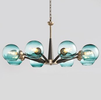 Люстра Thalia chandelier Blue glass Золотой Светло-голубой Черный Люстра Thalia chandelier Blue glass Золотой Светло-голубой Черный в Кирове | Loft Concept