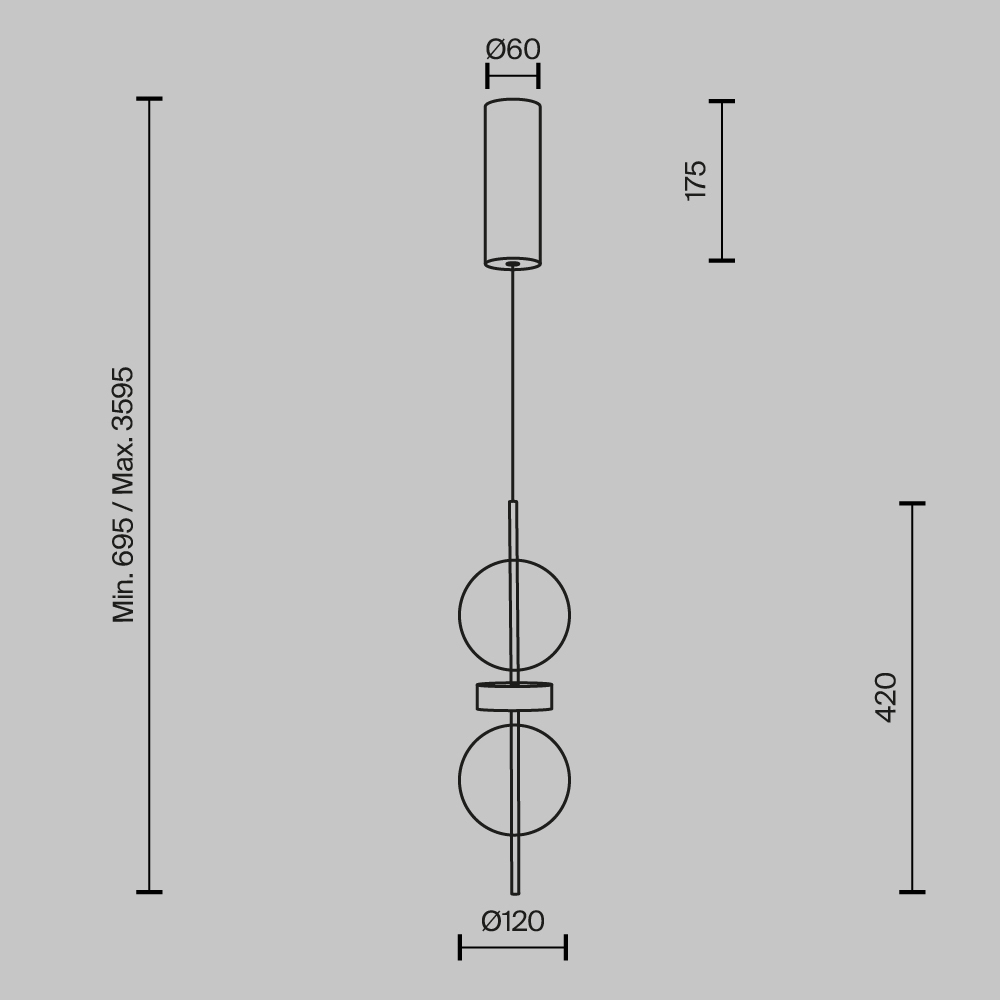 Подвесной светильник с плафоном из стекла с зеркальным градиентом Double Moon в Кирове