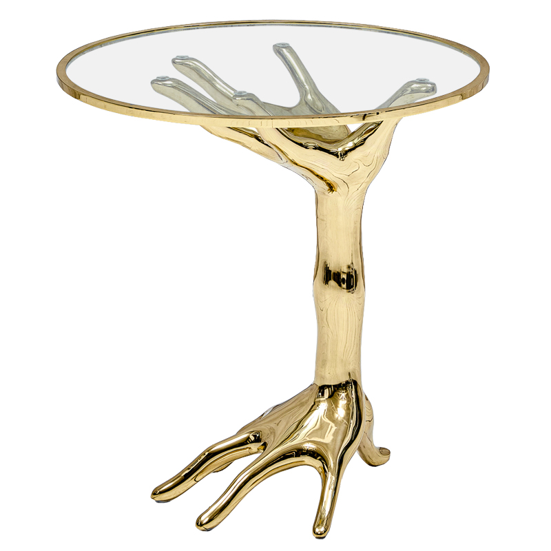 Приставной стол Amalia Hand Side Table Глянцевое золото Прозрачное Стекло Приставной стол Amalia Hand Side Table Глянцевое золото Прозрачное Стекло в Кирове | Loft Concept